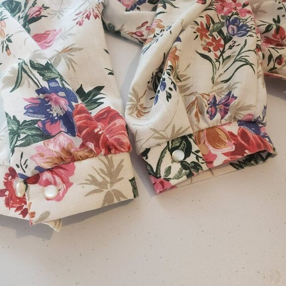 Vintage Floral Belted Dress Spring Garden Tea Party Cottagecore Sz 10 - Picture 16 of 16